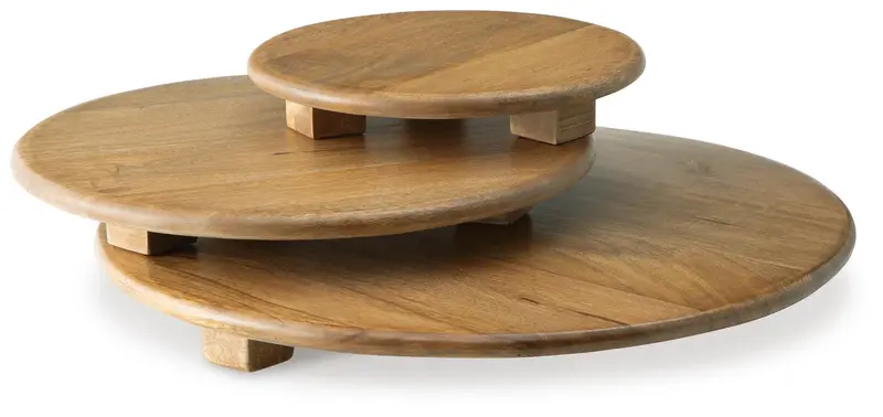 Kaidler Rustic Brown Wooden Tray Set – 3-Piece