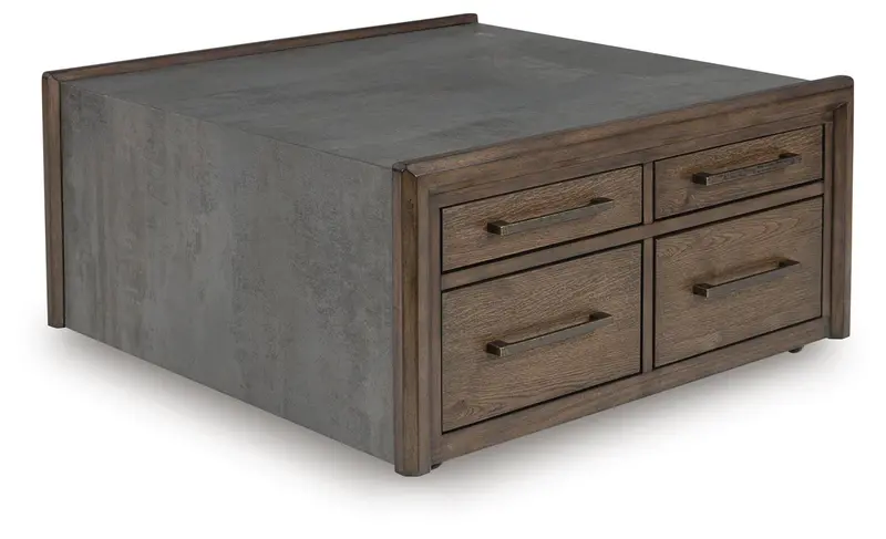 Kallenny Brown-and-Gray Geometric Square Cocktail Table