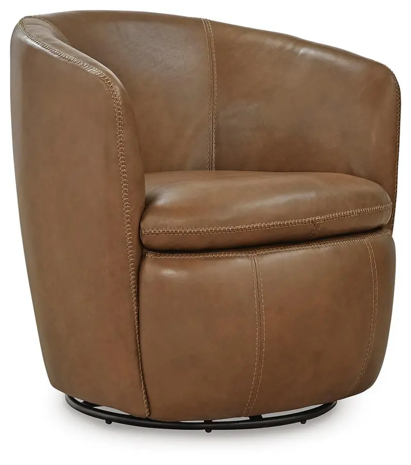 Kierreys Caramel Swivel Bench – Rotating Lounge Seat with Warm Finish