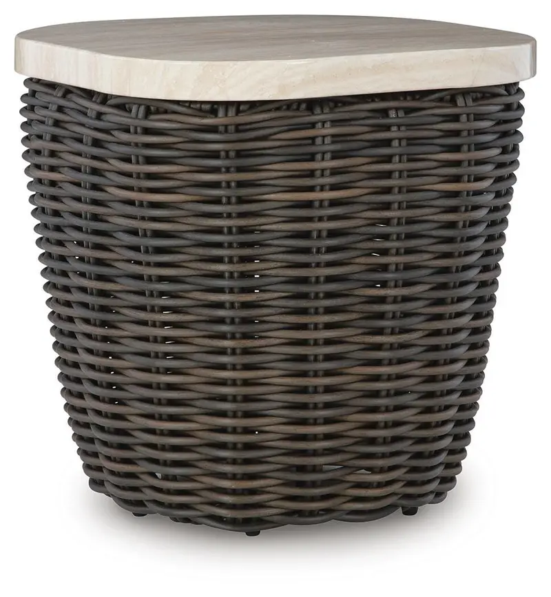 Kimora Beige and Dark Brown Square End Table