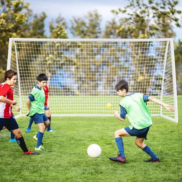 Large 365x182cm Portable Football Goal | PVC Frame with PE Net & Ground Anchors | COSTWAY