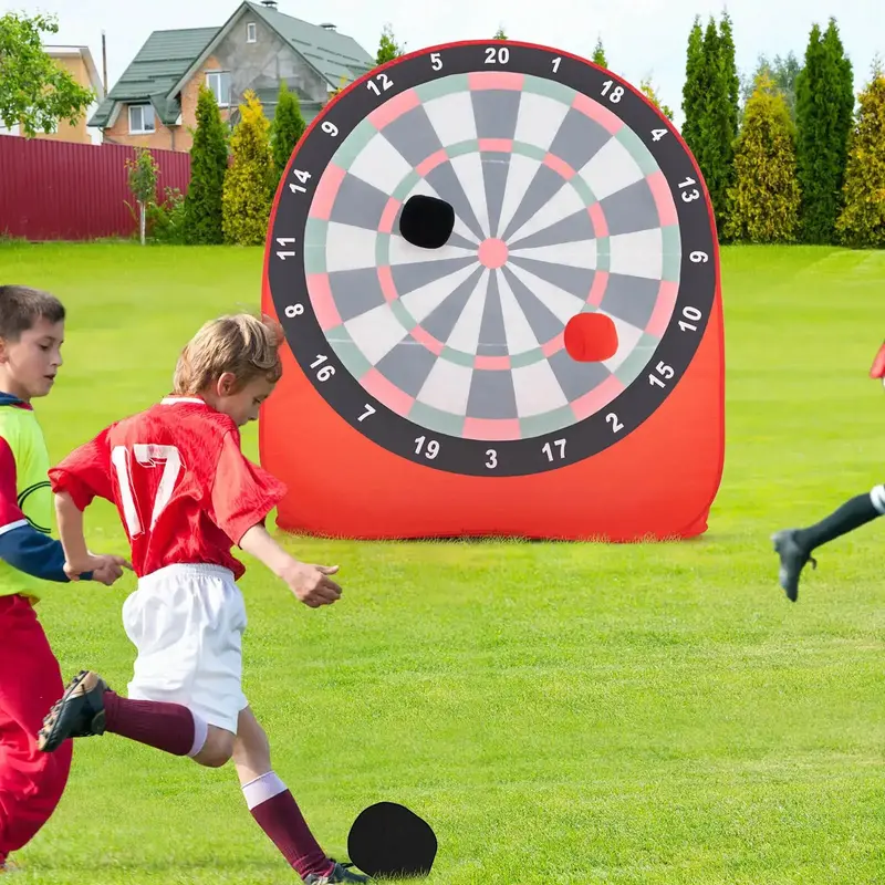 Large Foldable Football Dart Board Game – Red Kick Ball Target for Kids | COSTWAY
