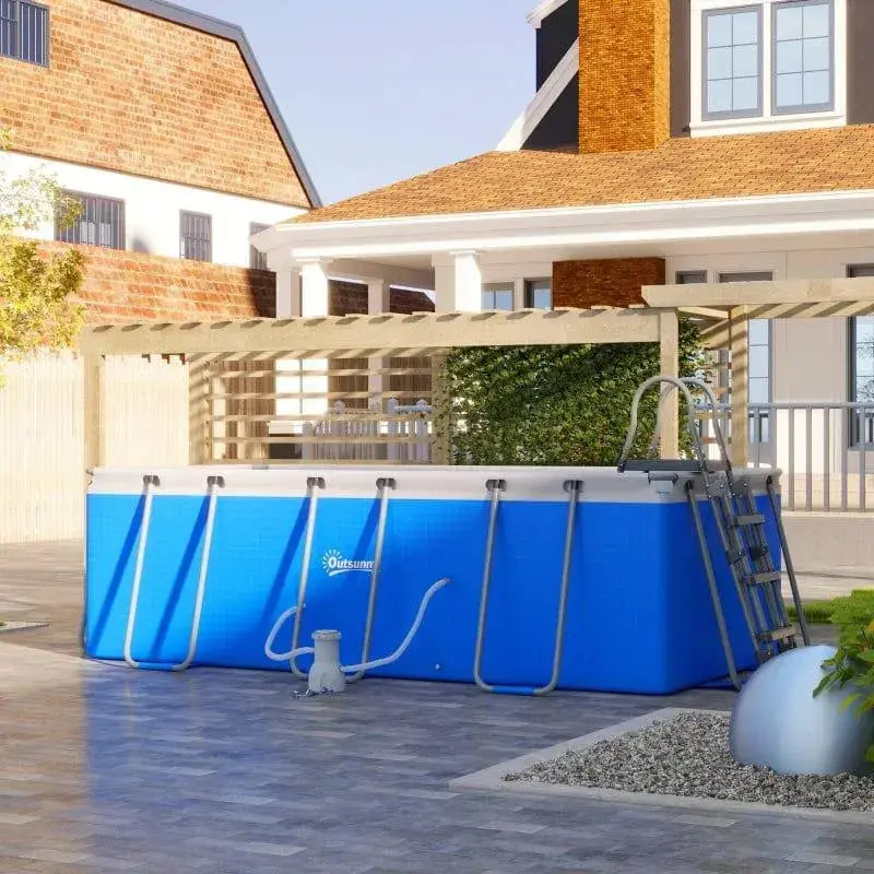 Large Round Above-Ground Swimming Pool Kit – 400cm Blue Steel Frame + Ladder & 2006L/h Filter