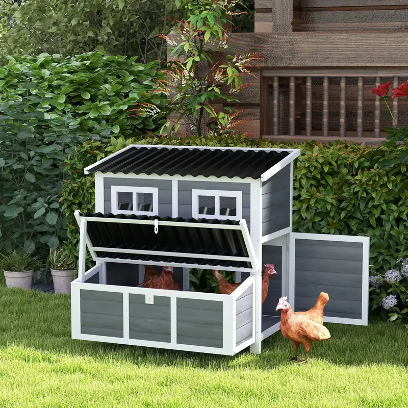 Large Wooden Chicken Coop – 3-Nest Hen House | Elevated, Weatherproof Design with Ventilation by PAWHUT