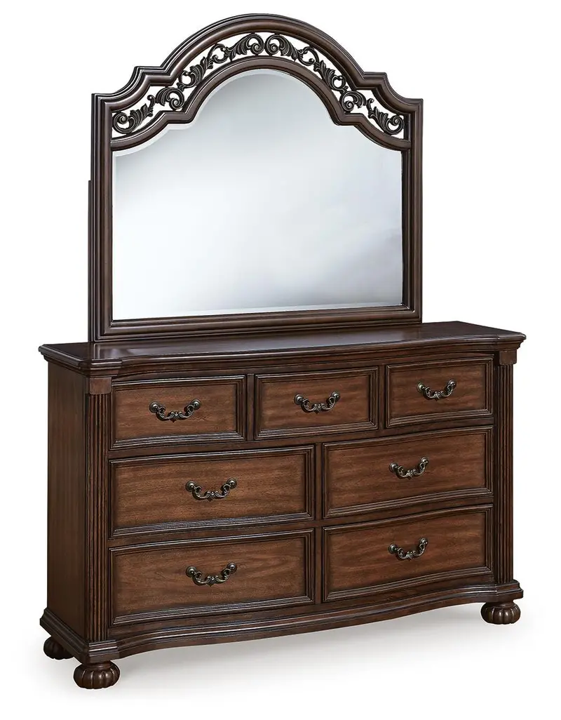 Lavinton Brown Dresser and Matching Wall Mirror Set