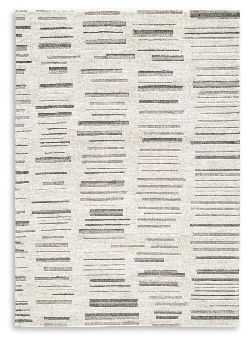 Leesdale Textured Medium Rug – Ivory, Brown & Black Geometric Design