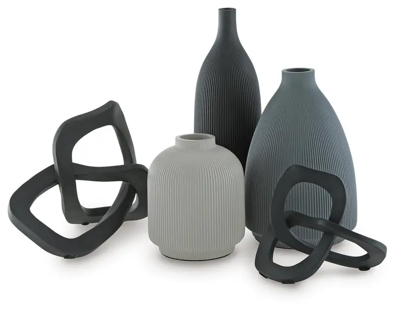 Leithick Black Tan and Gray Decor Set – Neutral-Tone Five-Piece Styling Kit