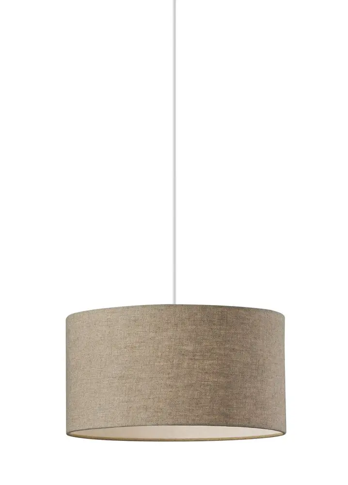 Light Brown Burlap Drum Pendant Lamp with Electric Wiring
