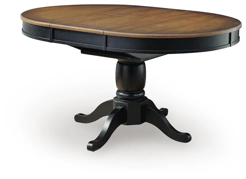 Loganeer Black-and-Brown Oval Extendable Butterfly Dining Table