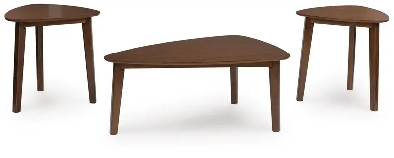 Lyncott Brown Wooden Occasional Table Set – 3-Piece Collection