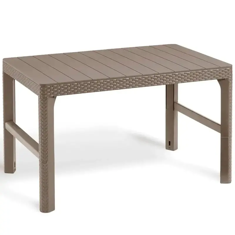 ‘Lyon’ Garden Table in Cappuccino-Coloured Rattan – Stylish Outdoor Dining Table with Modern Finish