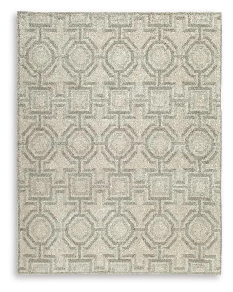 Maconville Minimalist Ivory and Gray Large Floor Rug