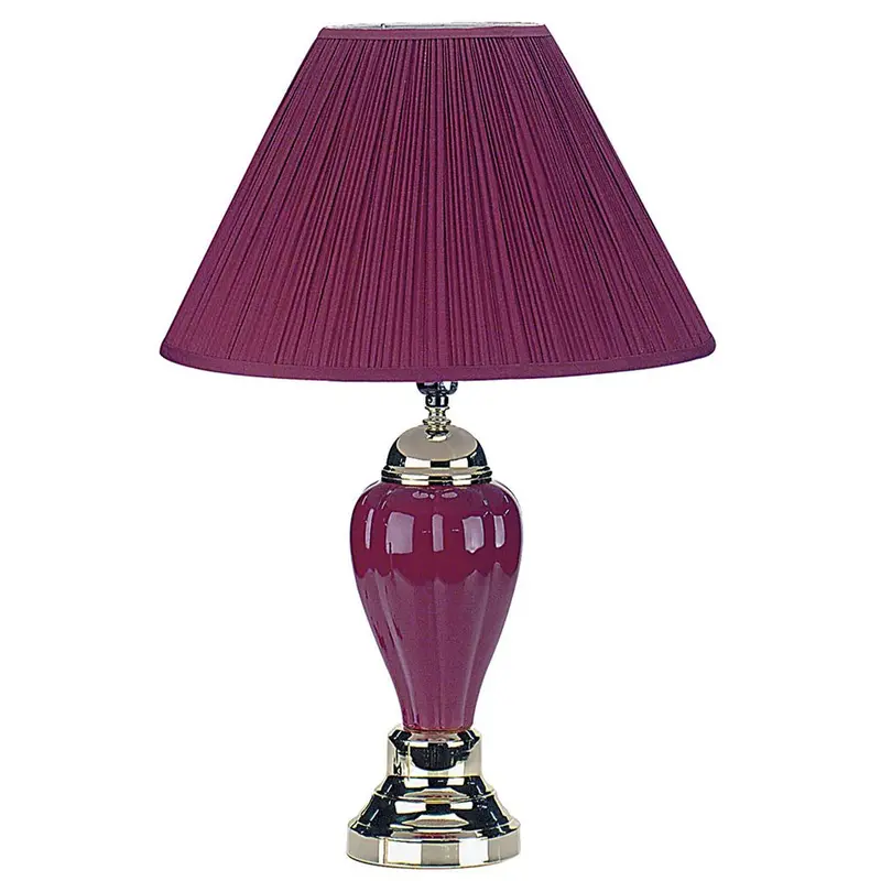Magenta Empire Shade Bedside Lamp – 27″ Silver Ceramic Base