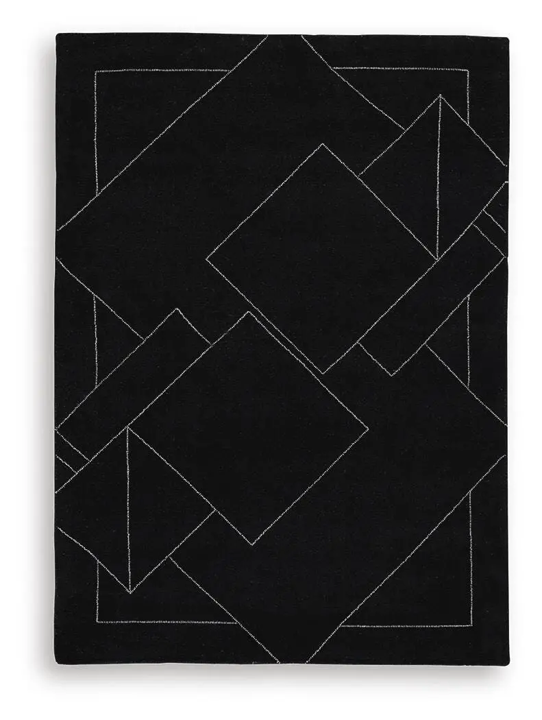 Marav High-Contrast Black and White Medium Design Rug