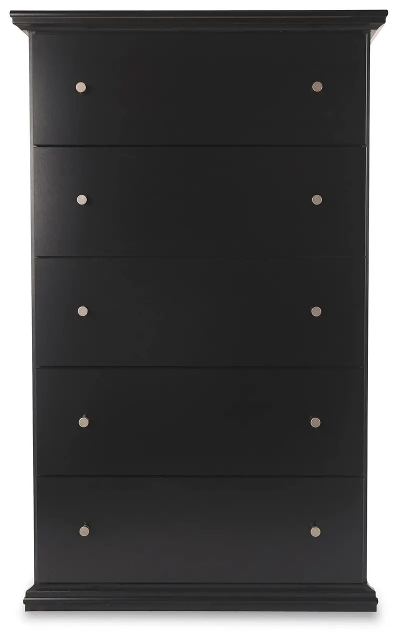 Maribel Black Five-Drawer Chest of Drawers