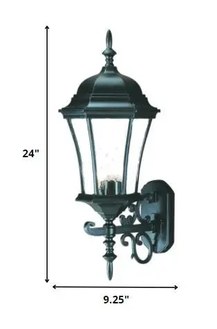 Matte Black Carousel-Style Ornamental Wall Lantern