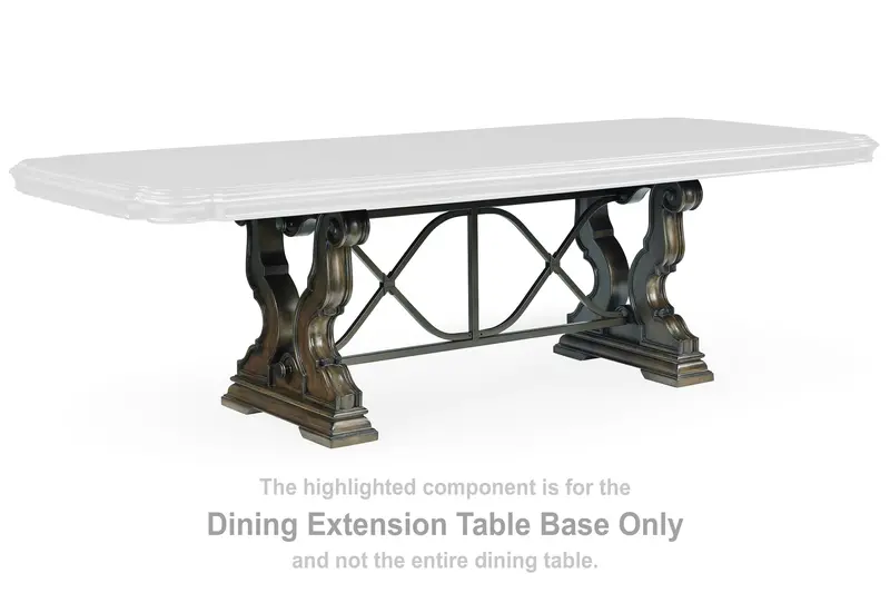 Maylee Dark Brown Rectangular Extendable Dining Table Base