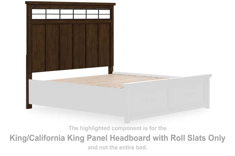 Medium Brown King/Cal King Panel Bed – Taffenbrook with Roll Slats