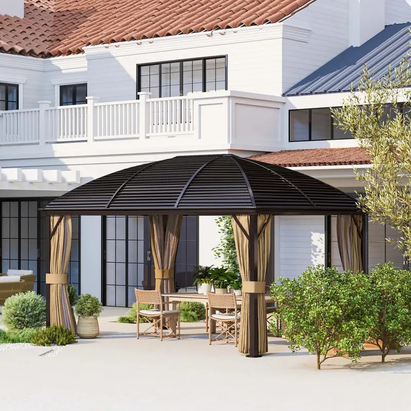 Metal-Roof Hardtop Gazebo with Insect Netting – Durable 3 x 4m Outdoor Canopy