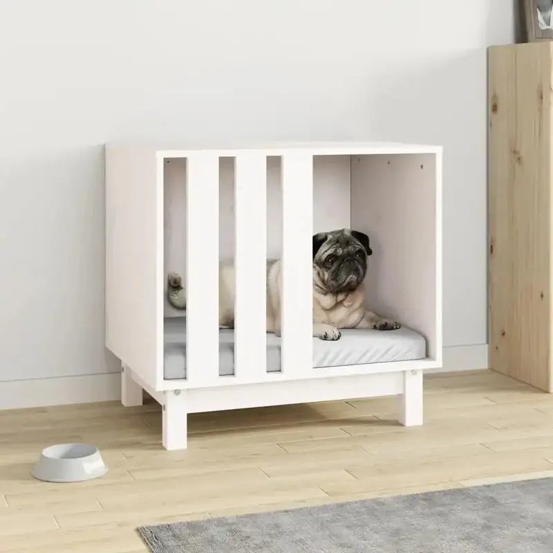Minimalist White Pine Dog House – Compact Pet Bed for Small Breeds