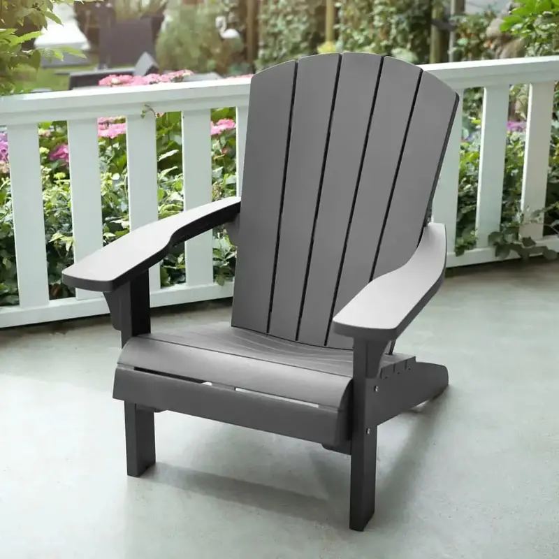 Modern Grey Adirondack Chair ‘Troy’ for Patio or Deck Use