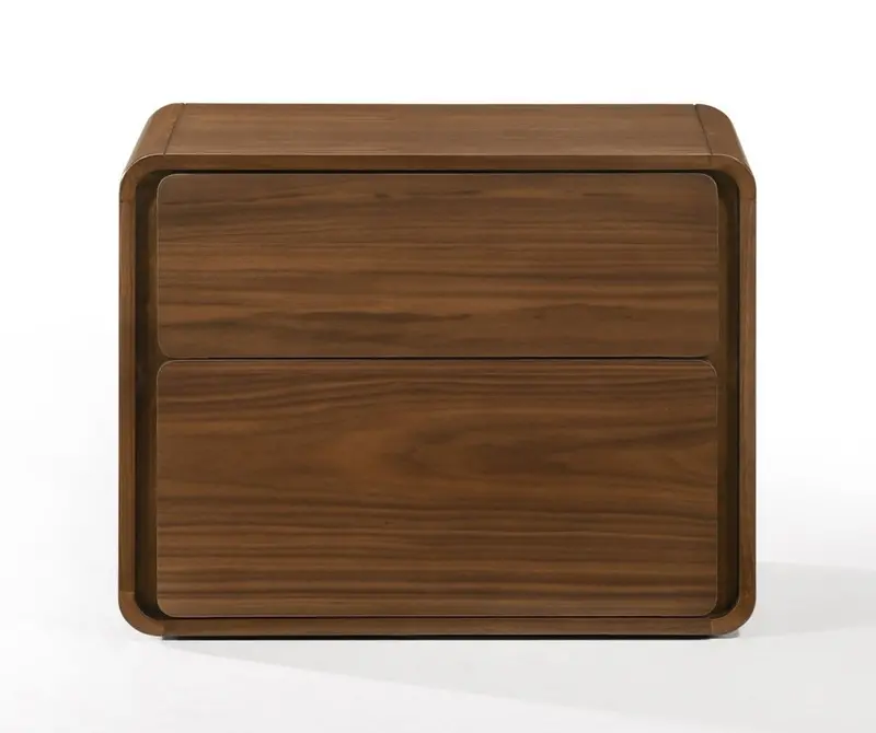 Modern Walnut-Finish Two-Drawer Nightstand