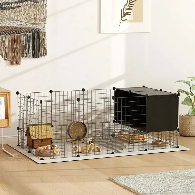 Modular Small Animal Playpen – Customizable Habitat for Guinea Pigs, Rabbits & Hedgehogs by PAWHUT