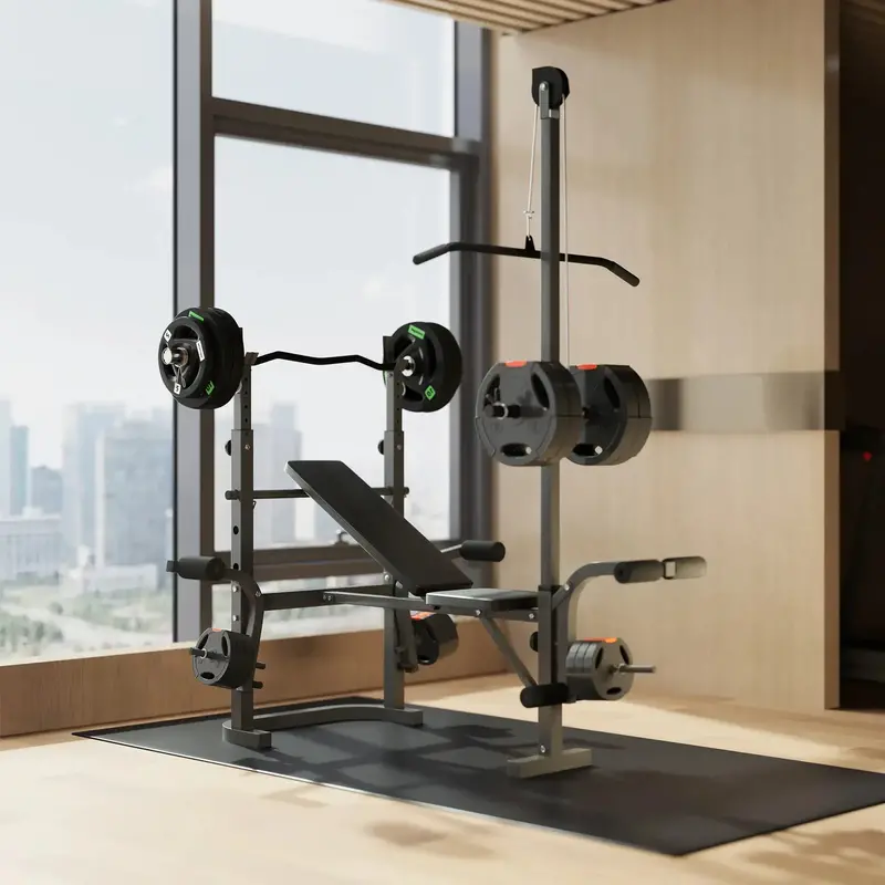 Multi-Function Adjustable Weight Bench – Includes Lat Pull-Down Attachment & Preacher Curl Support – SPORTNOW