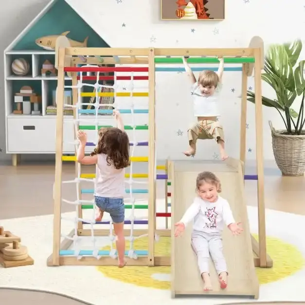Multifunctional Indoor Jungle Gym – 6-in-1 Wooden Montessori Climber for Toddlers
