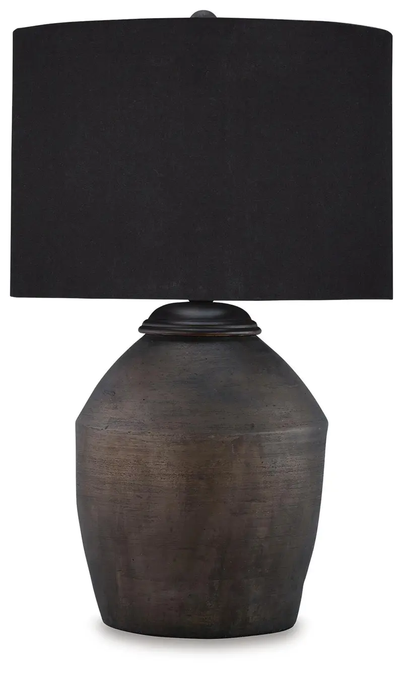 Naareman Metallic Black and Terracotta Table Lamp – Single Unit