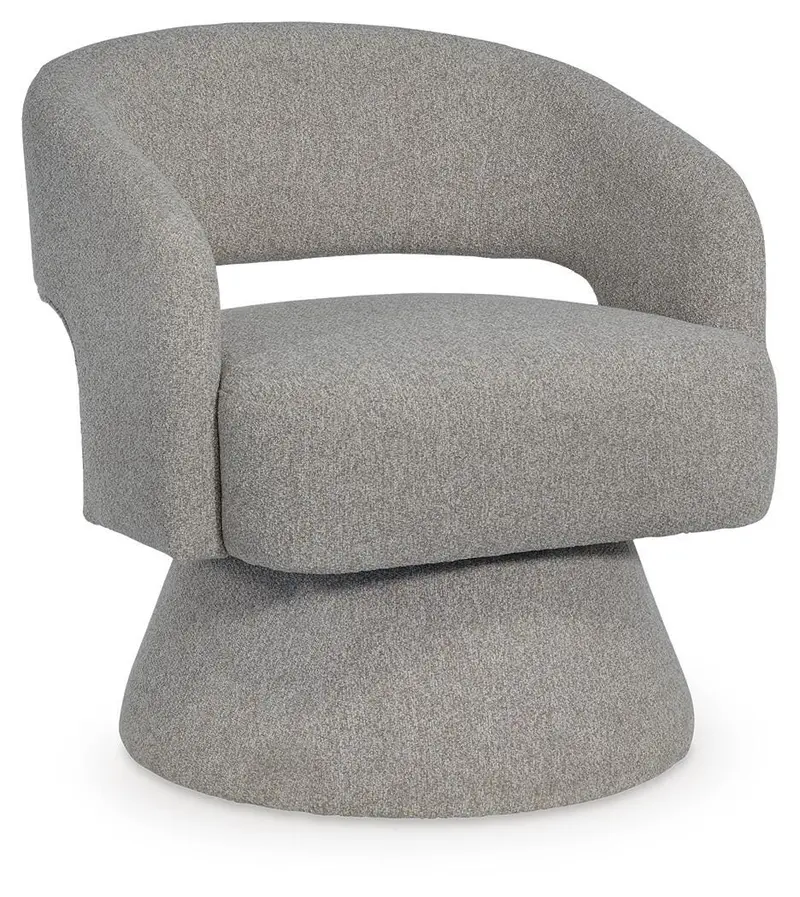 Nashkins Pebble-Gray Swivel Accent Chair – Textured Rotating Lounge Seat