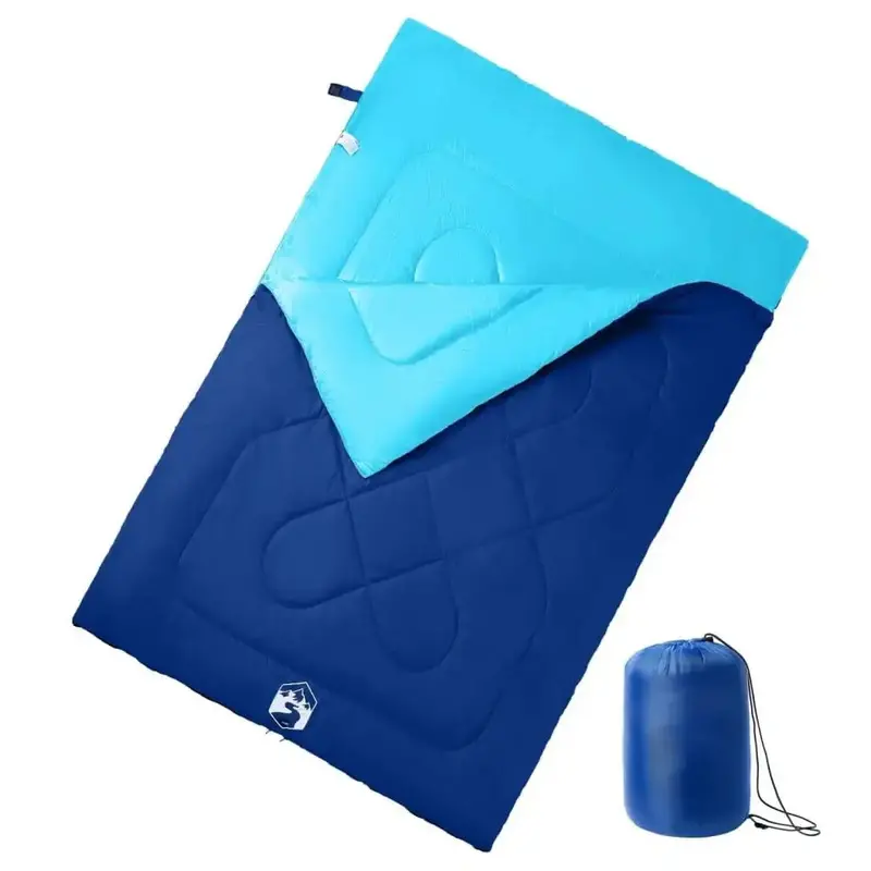 Navy & Blue Double Sleeping Bag – 3–4 Season Thermal Design with Pillow Support