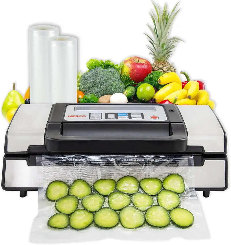 Nesco Deluxe VS-12 Vacuum Sealer – Compact 130W Unit with Viewing Lid, Seal Bags & Starter Kit