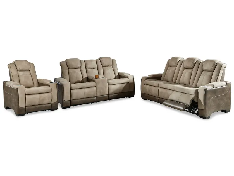 Next-Gen DuraPella Sand Living Room Ensemble: Sofa, Loveseat, and Power Recliner