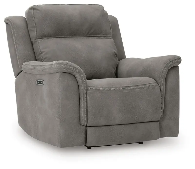 Next-Gen Durapella Slate Power Recliner with Adjustable Headrest
