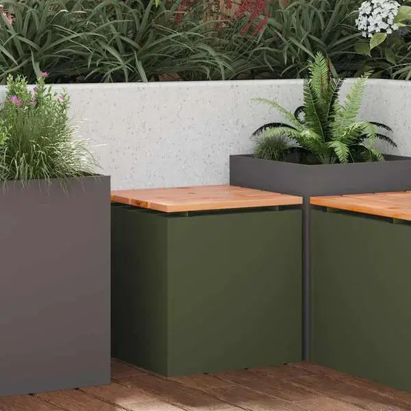 Olive Green Douglas Fir Garden Bench | Modern Steel-Frame Outdoor Seating by VIDAXL