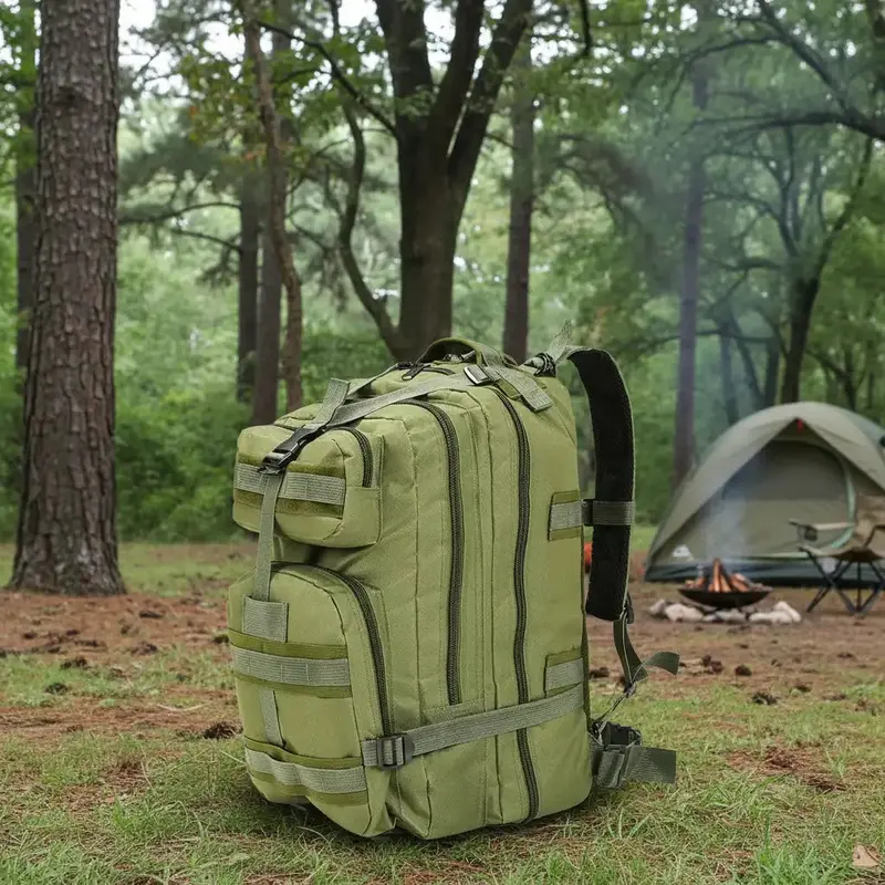 Olive Green Tactical Backpack – 50L Waterproof Military-Style Rucksack for Hiking & Camping