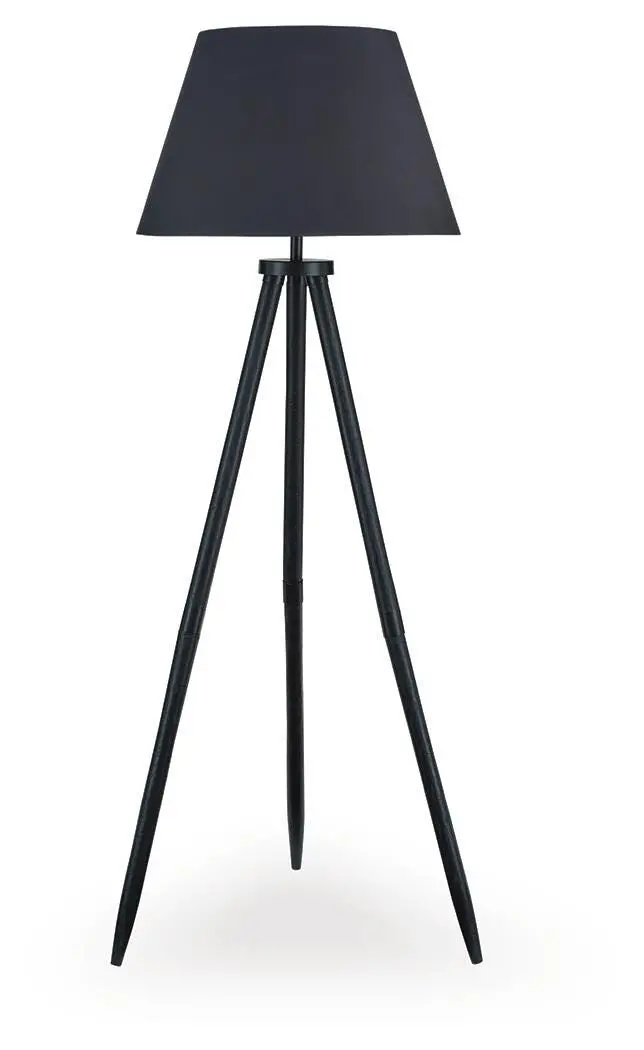 Orhan Matte Black Wood Floor Lamp
