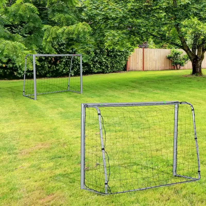 Pair of Portable Football Goals – 8ft x 5ft Powder-Coated Steel Training Nets