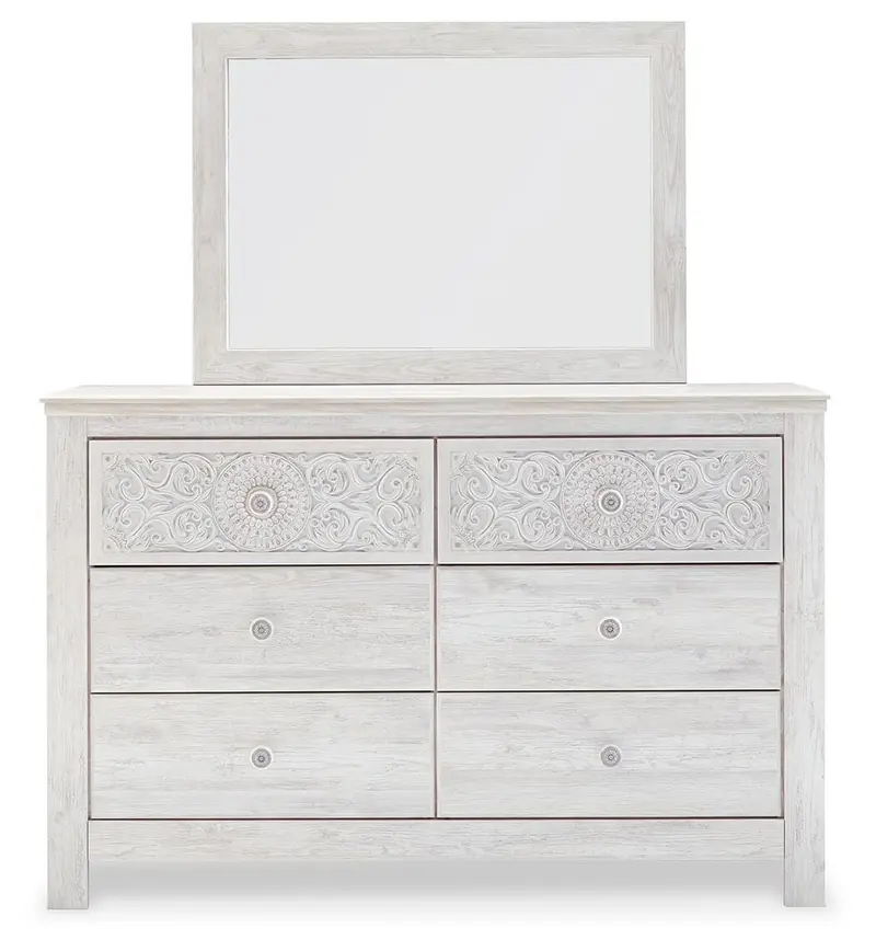 Paxberry Whitewash Dresser and Coordinating Mirror
