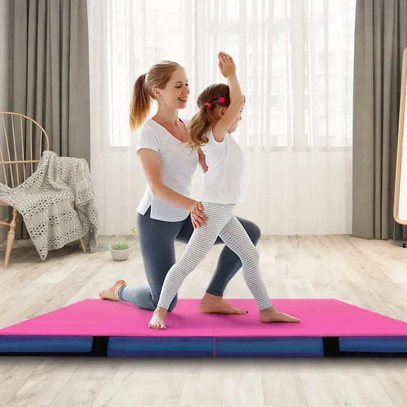 Pink Folding Gymnastics Mat – 120x120cm, 10cm EPE Foam for Home or Studio Use