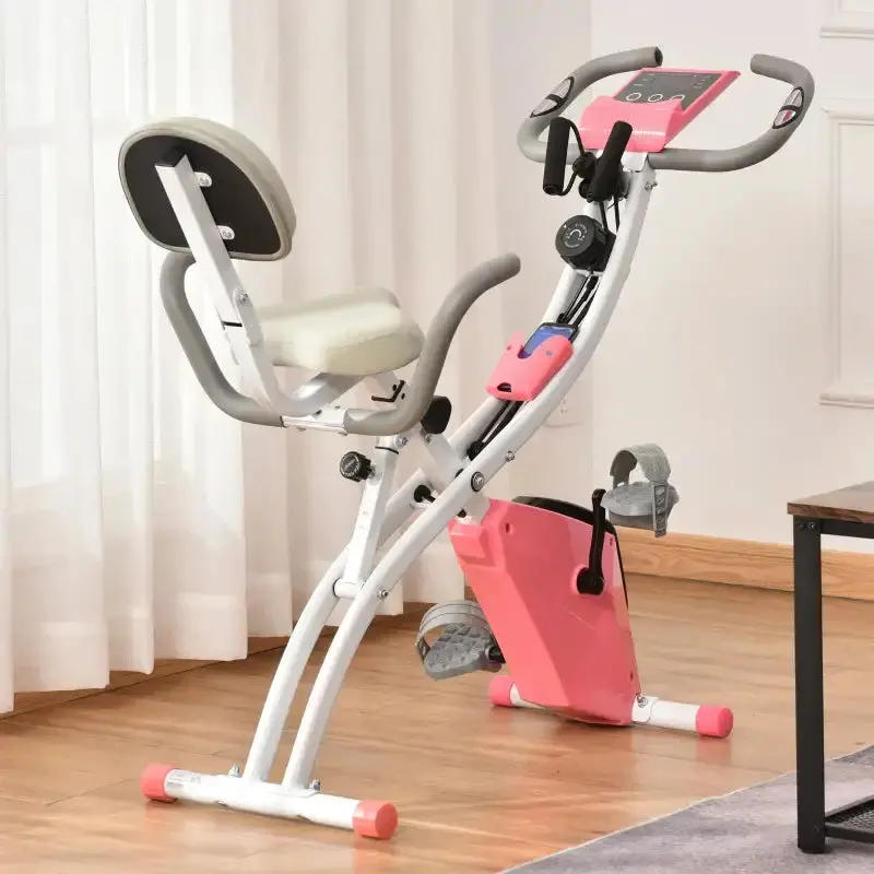 Pink Magnetic Resistance Exercise Bike – LCD Display, Adjustable Tension & Compact Home Fitness Design | HOMCOM