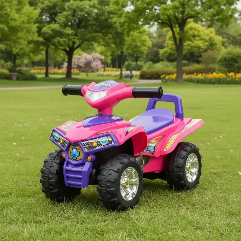 Pink Manual Foot-to-Floor Ride-On ATV – Lightweight Kids Quad with Light & Sound Features | VIDAXL