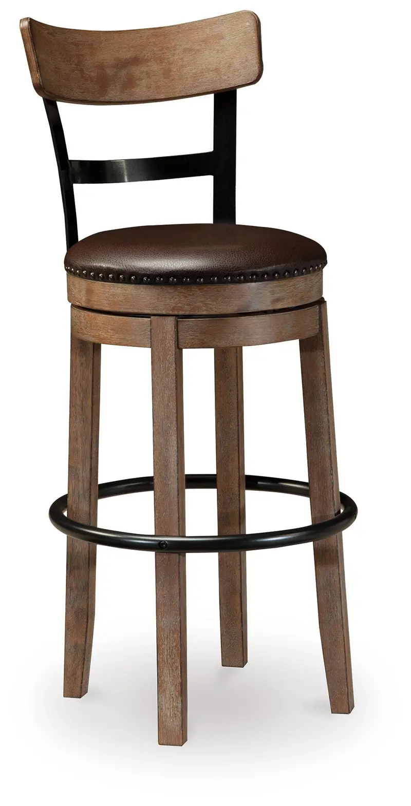 Pinnadel Upholstered Swivel Barstool in Light Brown (Sold Individually)