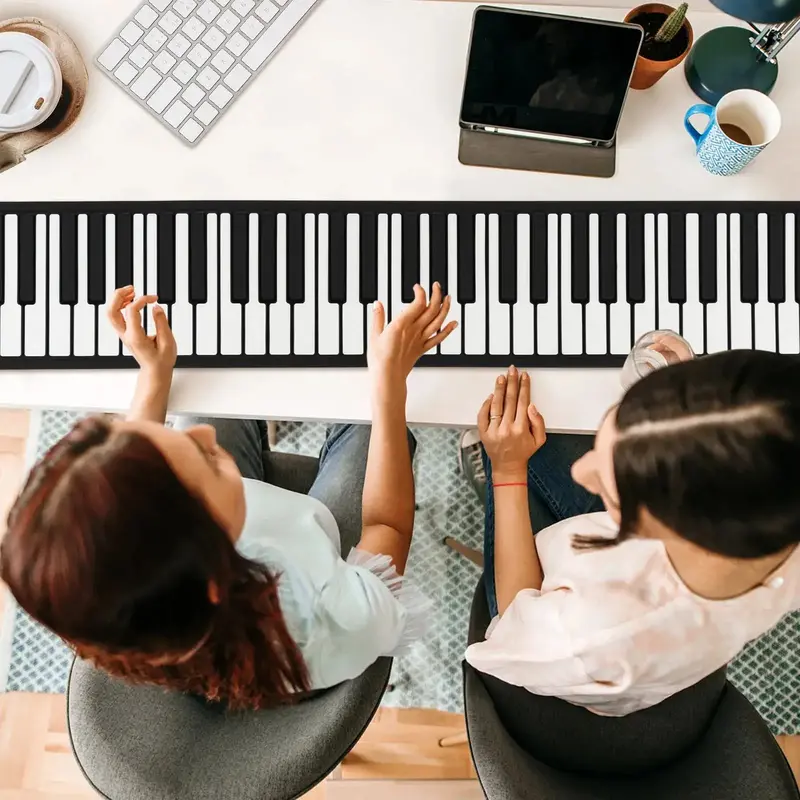 Portable 88-Key Roll-Up Piano | Bluetooth Digital Keyboard with 12-Hour Rechargeable Battery