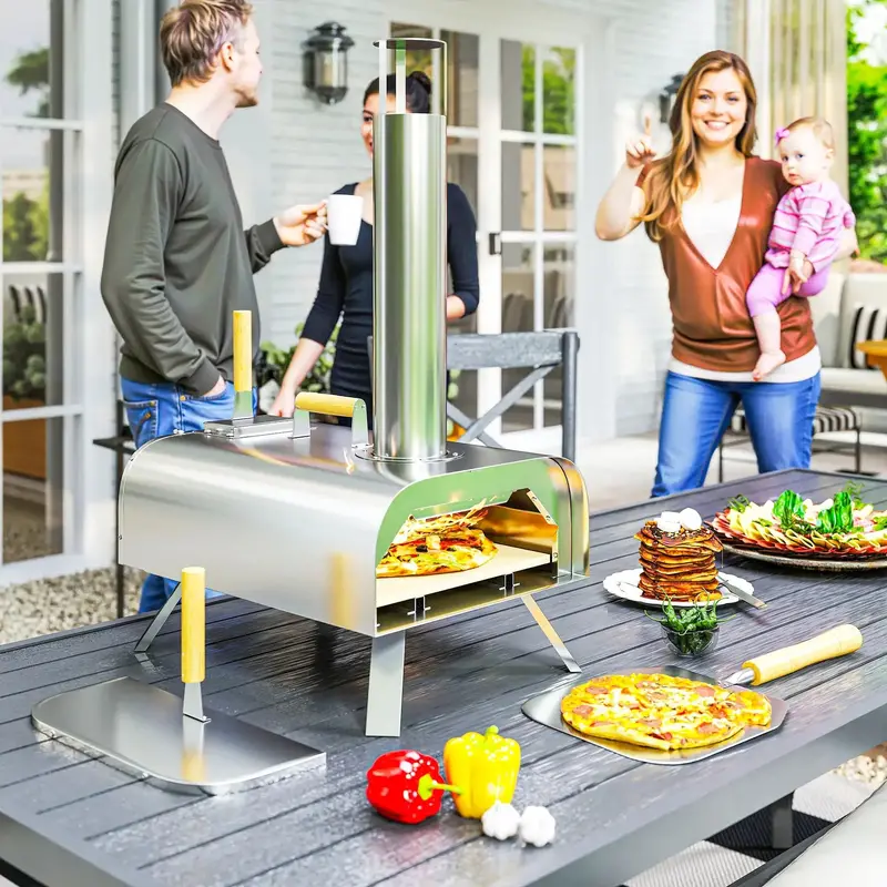 Portable Wood-Fired Pizza Oven | 11kg Capacity with Fruitwood Pellet Compatibility by Outsunny