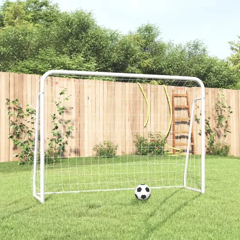 Powder-Coated White Football Goal – 214 x 152 cm with Heavy-Duty Net