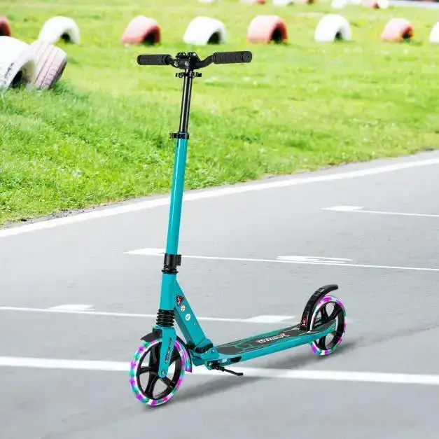 Premium Adult & Teen Scooter – Turquoise Ride with Suspension, LED Wheels & Height Adjustment