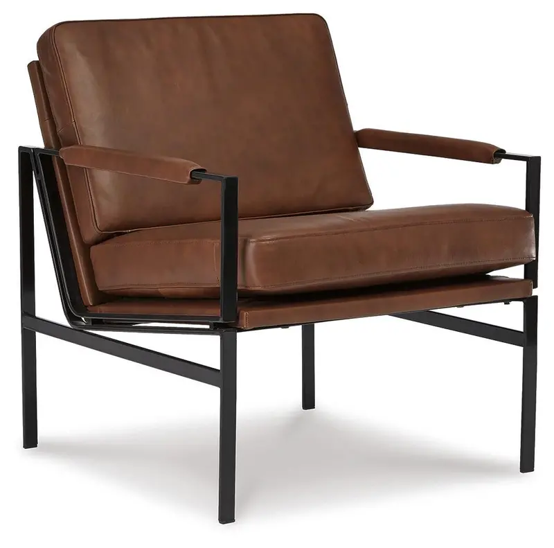Puckman Silver-Trimmed Brown Accent Chair – Metallic-Finished Armchair