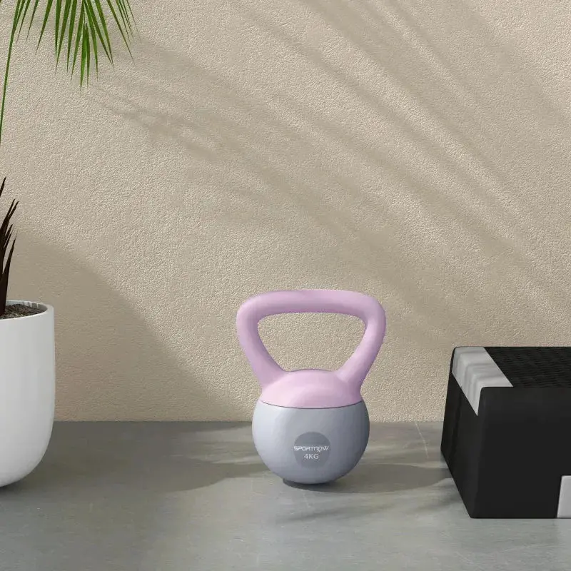 Purple 4kg Soft-Grip Kettlebell for Strength & Cardio Workouts | SPORTNOW